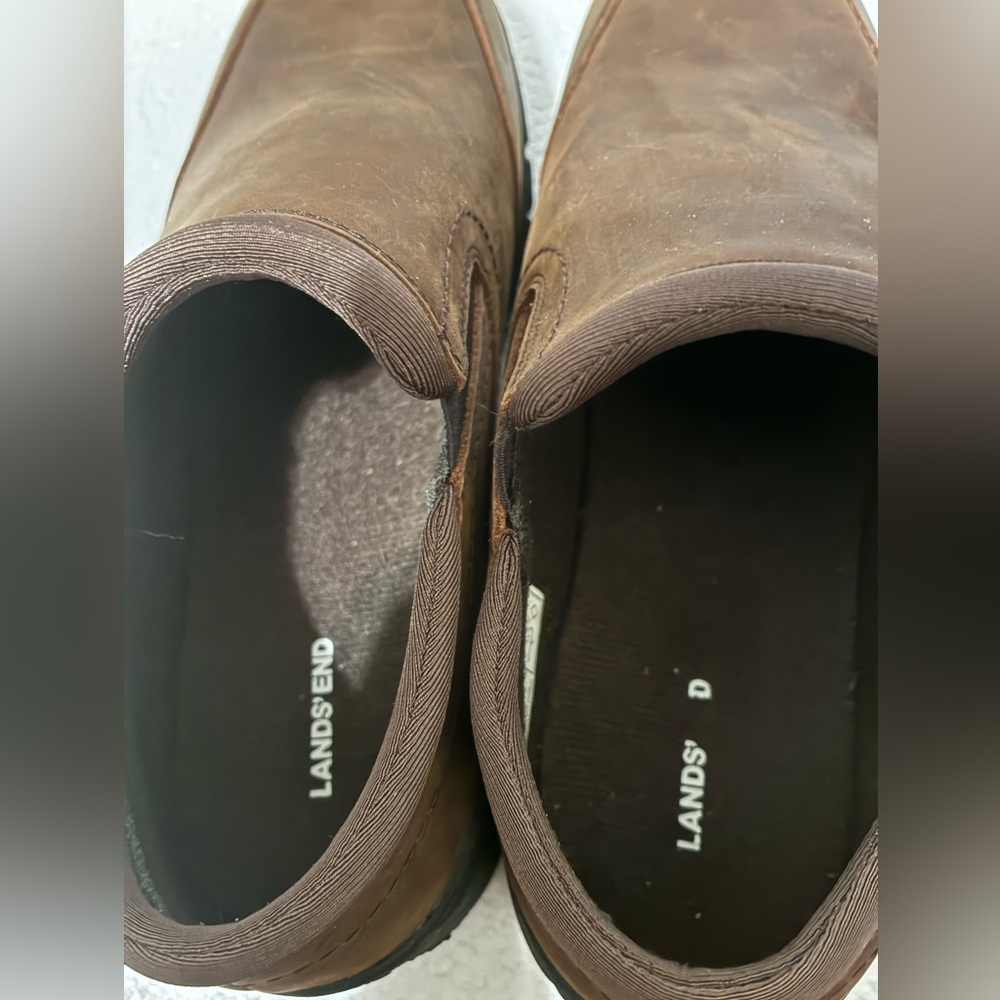 Lands’ End Brown Leather Slip-On Shoes Women Size 9B Comfort Casual Loafer NWOT - Picture 5 of 9